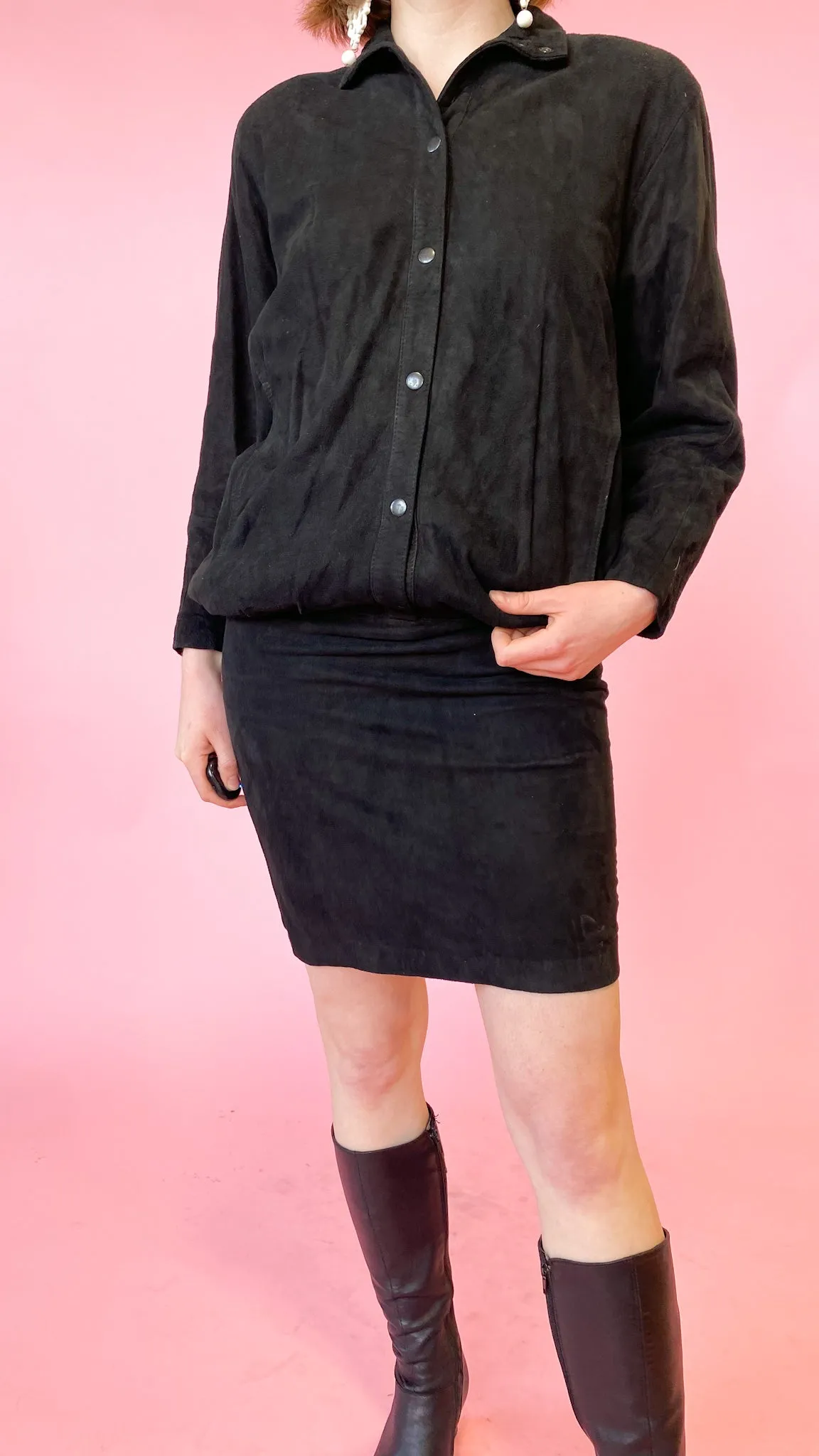 1990s Black Bubble Top Dress, sz. S