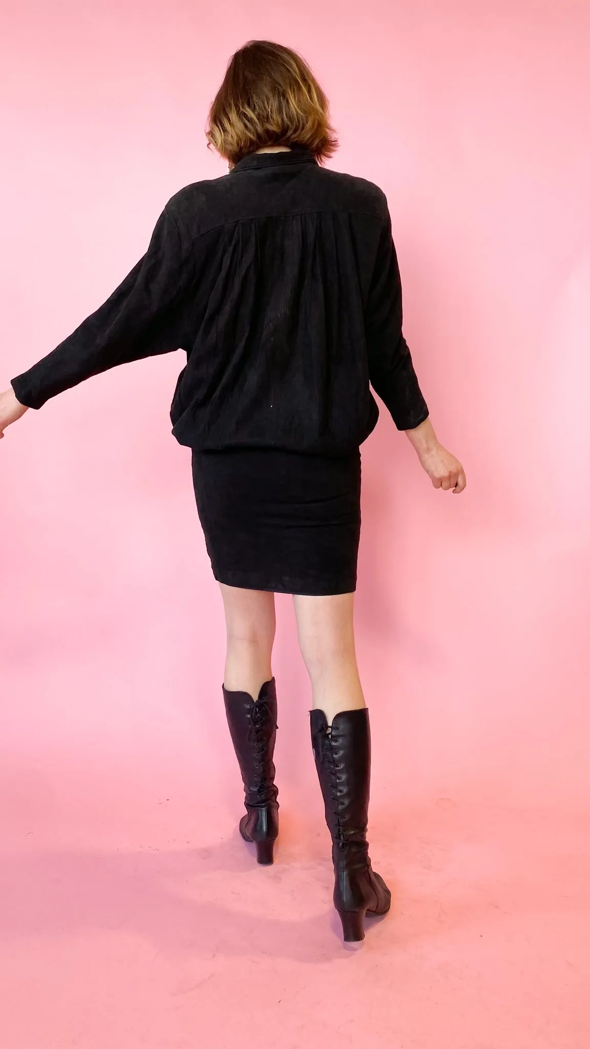 1990s Black Bubble Top Dress, sz. S