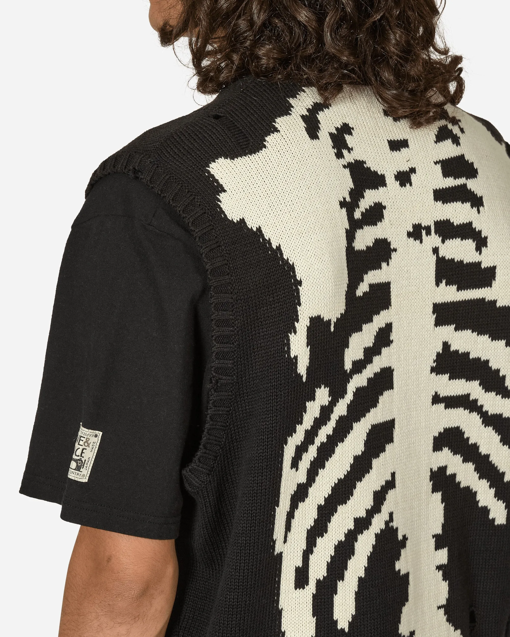 5G Cotton Knit Bone Vest Black