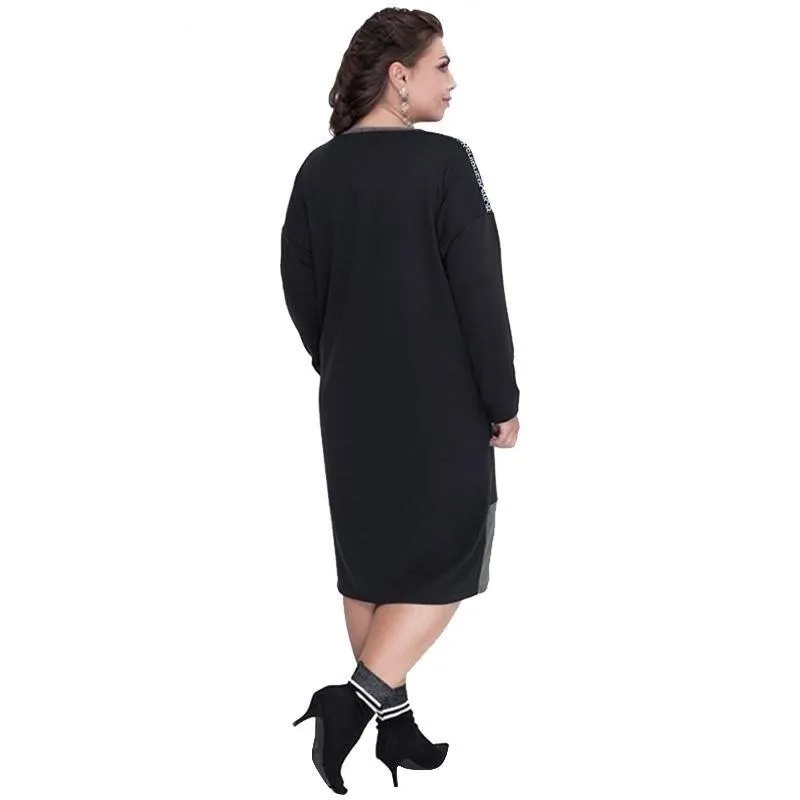 5XL 6XL Plus Sizes Women's Autumn Winter Loose Knee-Length Dress