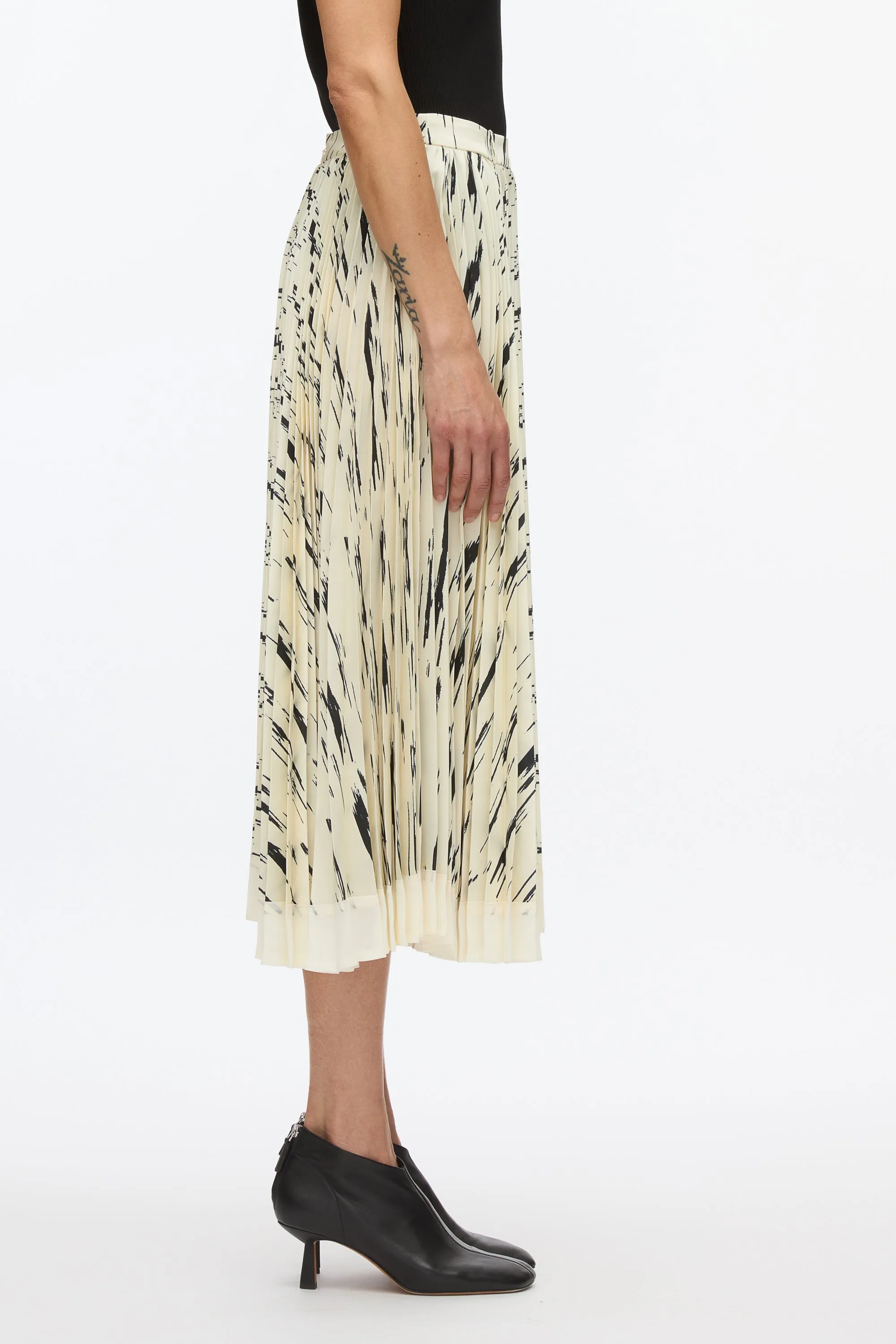 Abstract Wood Grain Pleated Skirt