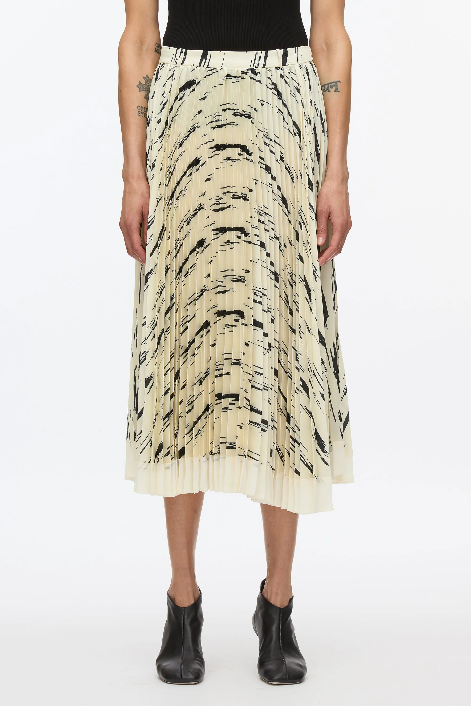 Abstract Wood Grain Pleated Skirt