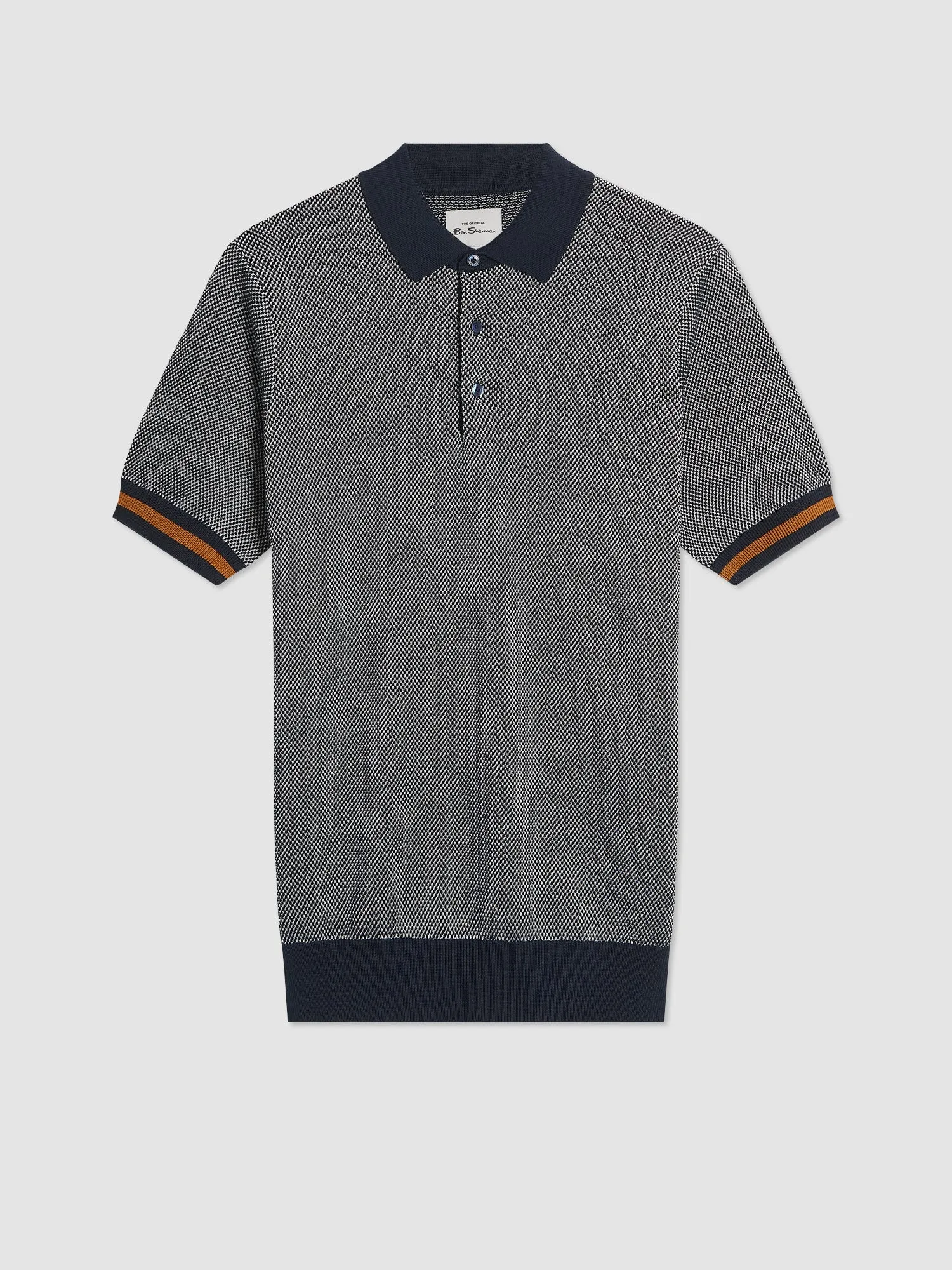 All Over Textured Knit Polo - Dark Navy