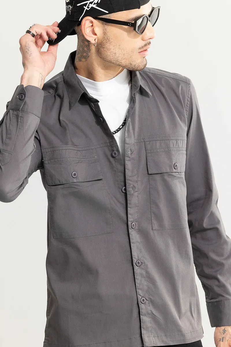 Basic Double Pocket Grey Shirt