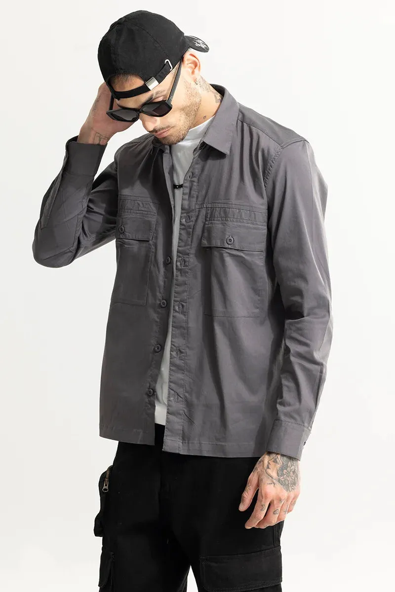 Basic Double Pocket Grey Shirt