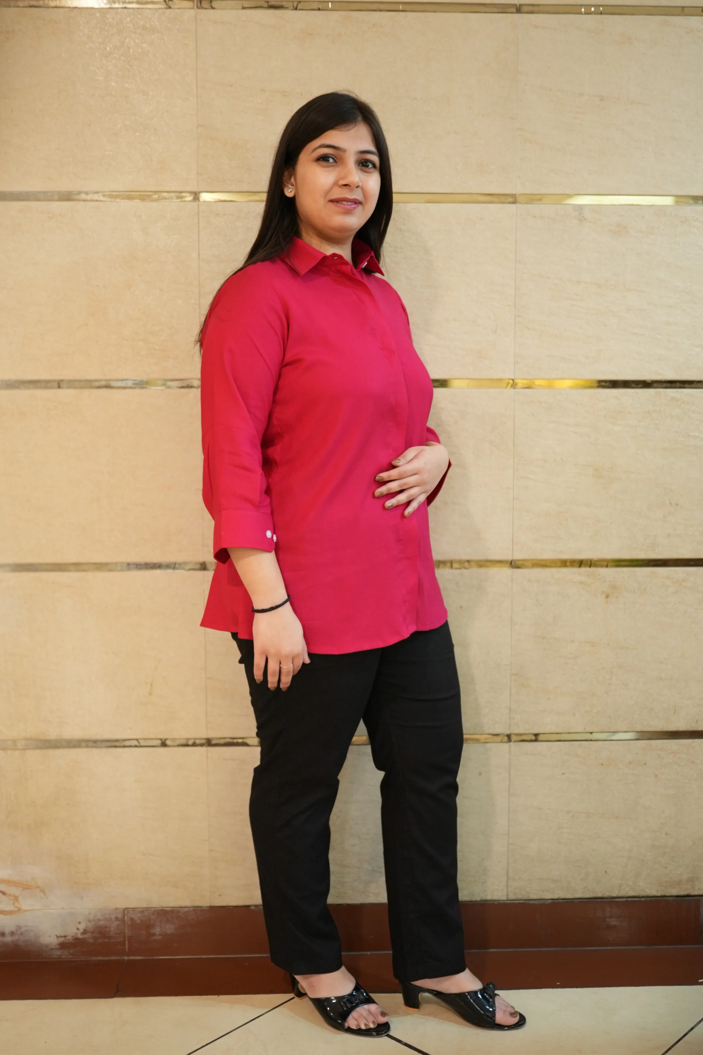 Berry Sorbet Solid Rayon Shirt