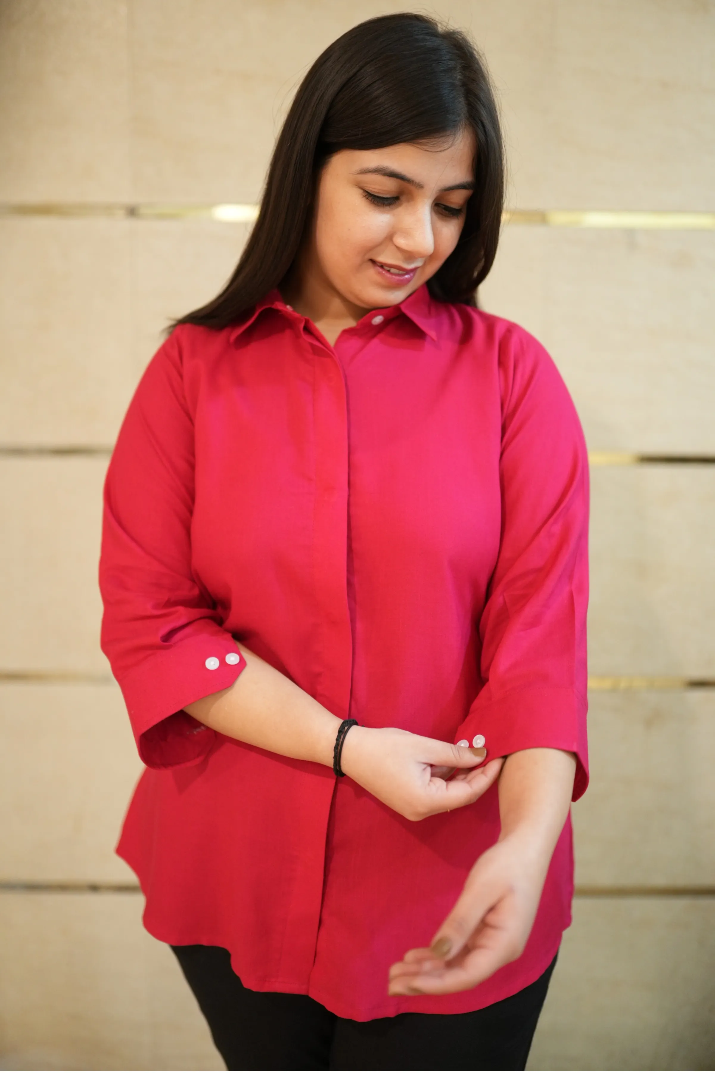 Berry Sorbet Solid Rayon Shirt