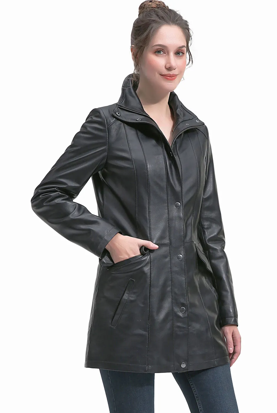 BGSD Women Imani Lambskin Leather Coat