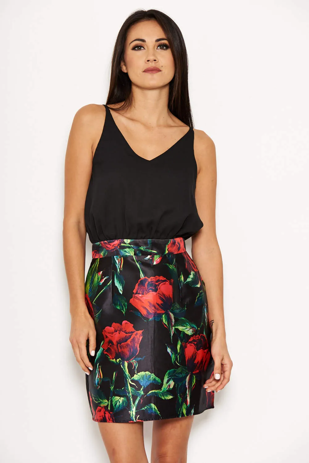 Black Floral 2 in 1 Dress