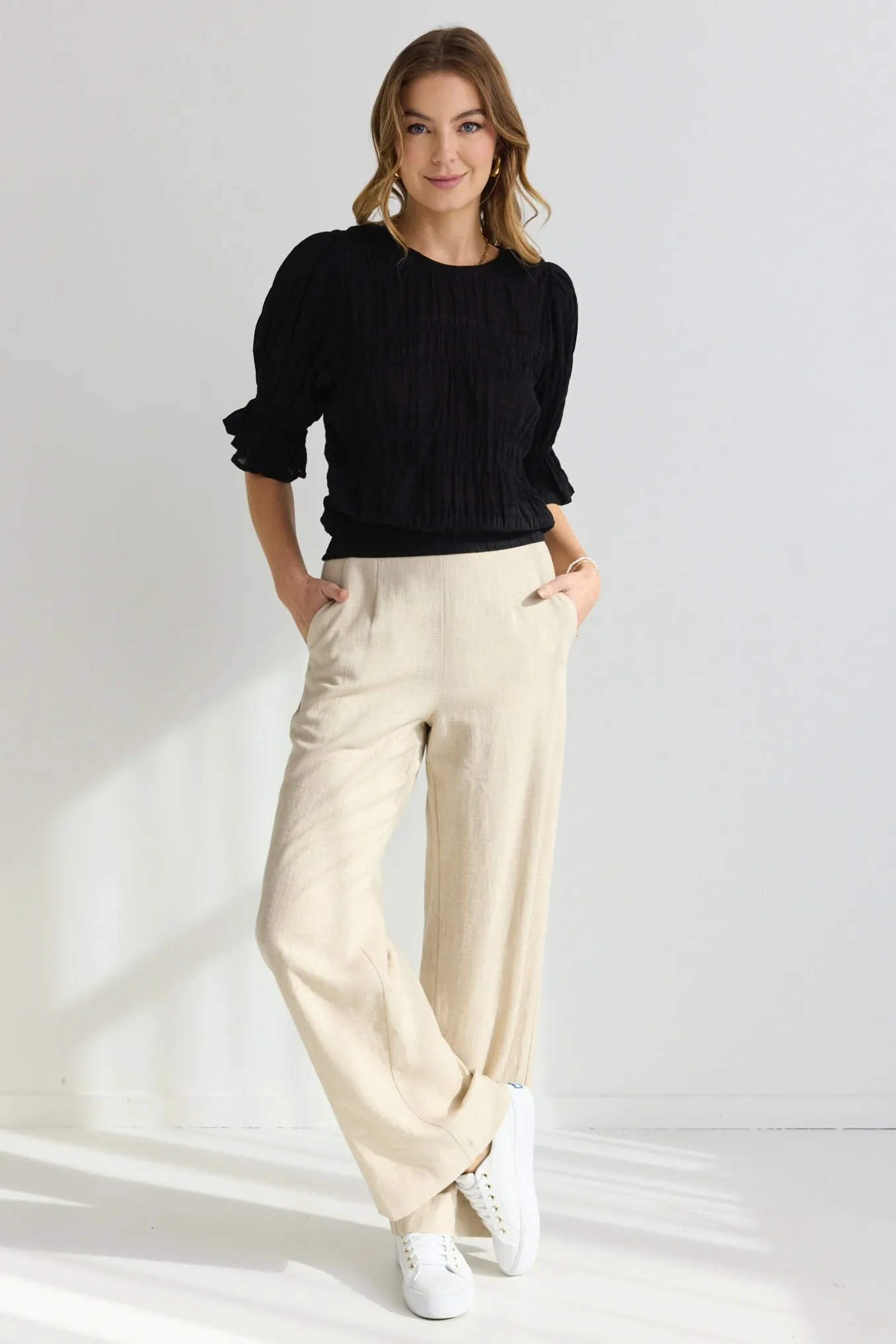 Boardwalk Natural Ramie Extended Waist Pants