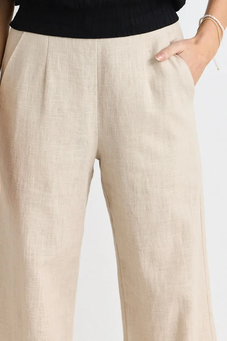 Boardwalk Natural Ramie Extended Waist Pants