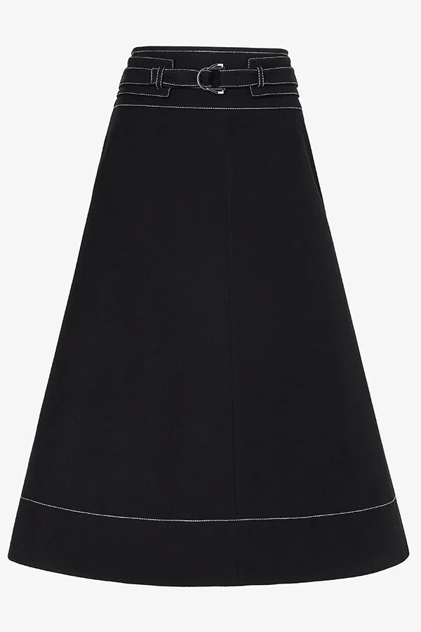 Bodhi Skirt - Contrast Stitch Eco Better Than Denim :: Black