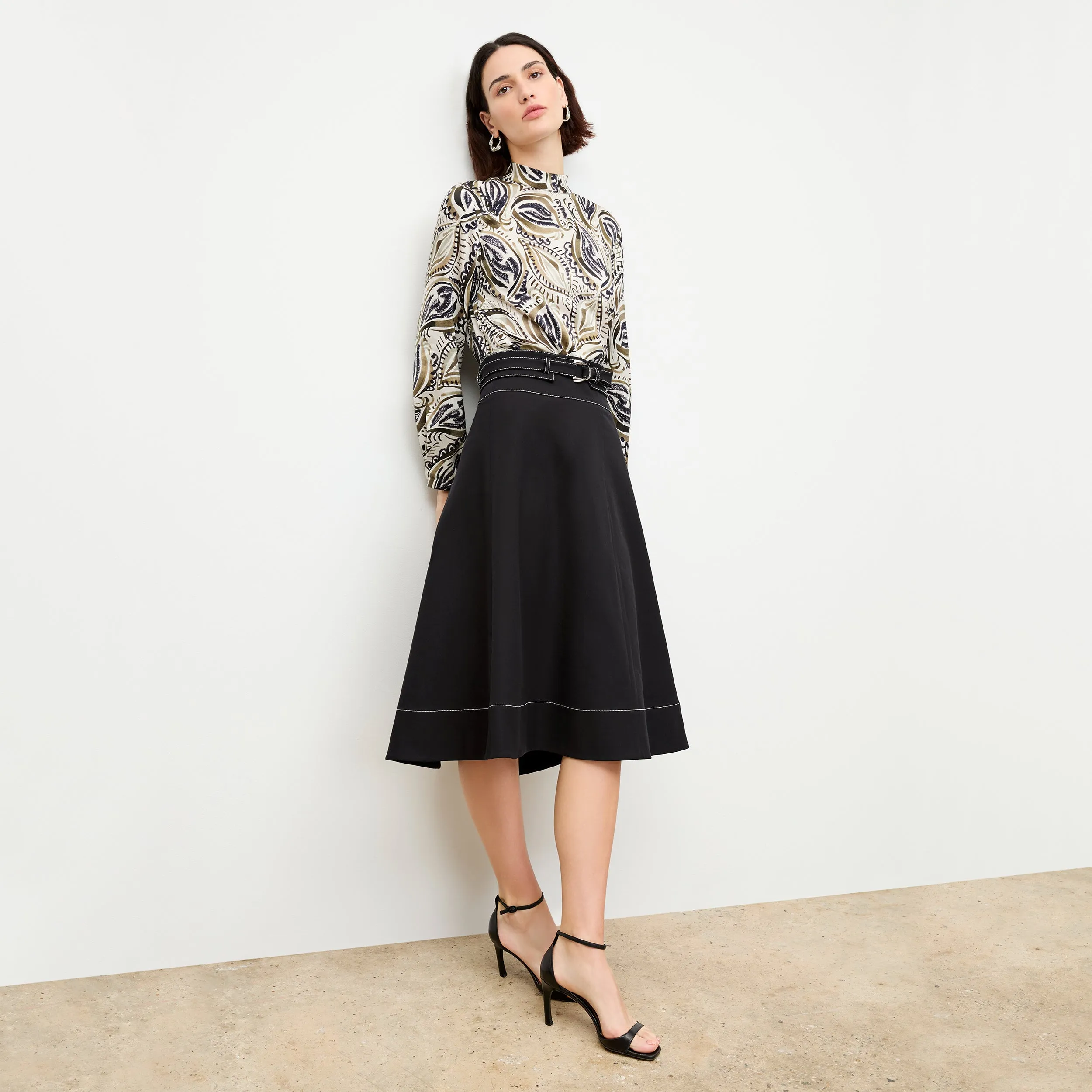 Bodhi Skirt - Contrast Stitch Eco Better Than Denim :: Black