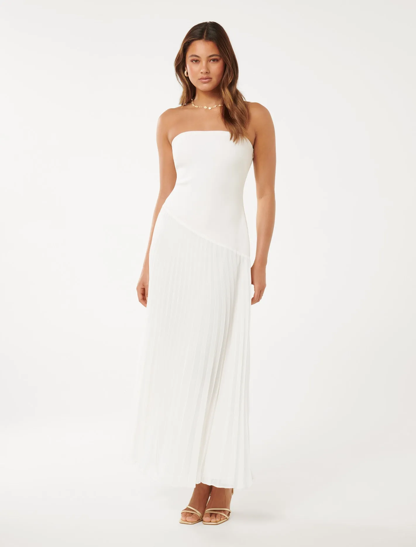 Capri Strapless Pleat Midi Dress