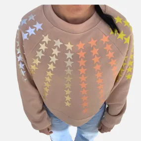 Casey Tan Sweatshirt - Peach Tint Foil Gold/Silver Stars