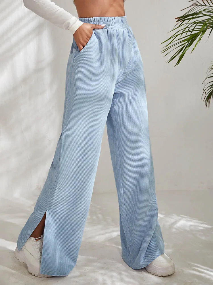 Casual Corduroy Wide Leg Pants