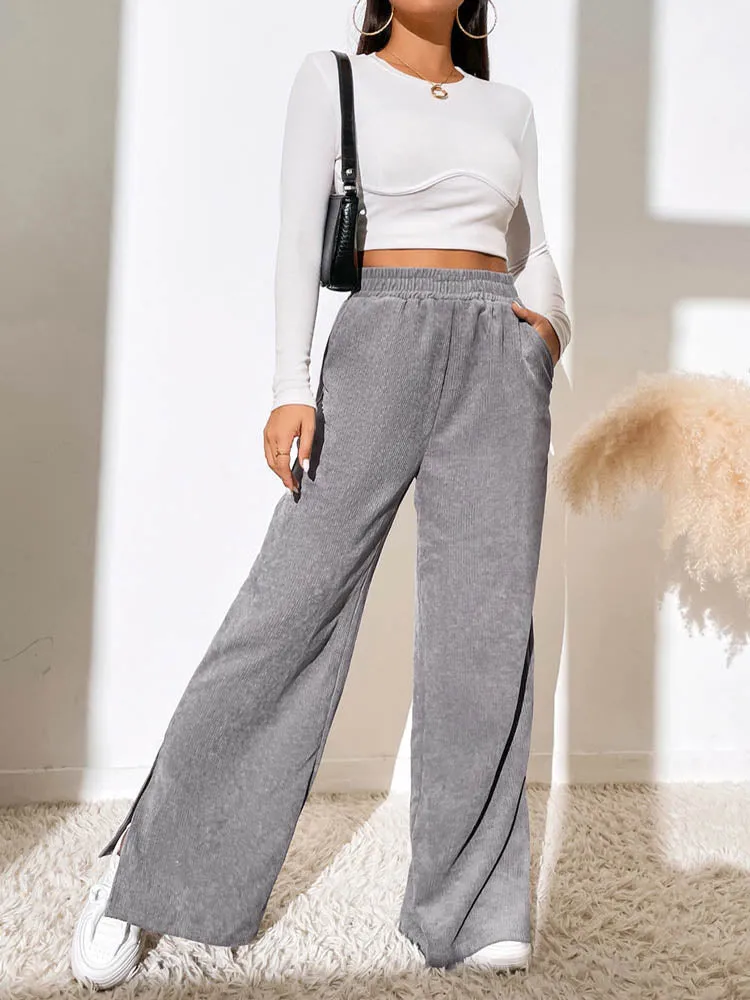 Casual Corduroy Wide Leg Pants