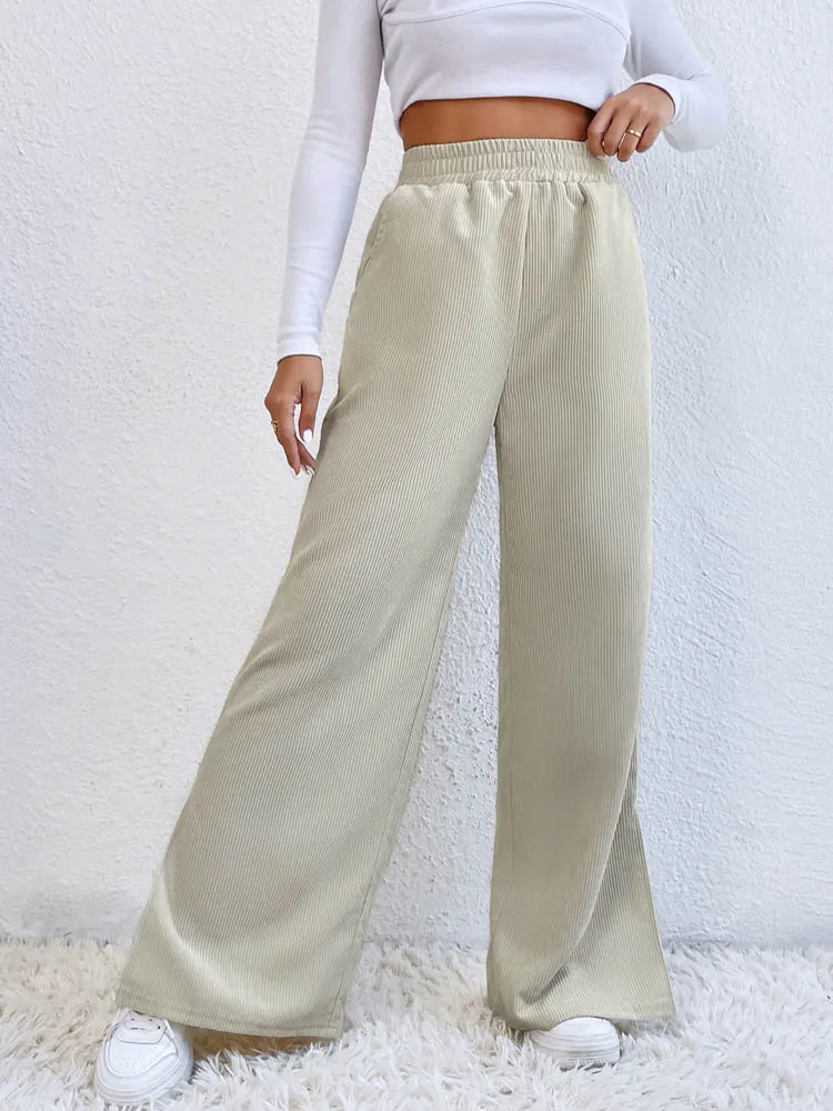 Casual Corduroy Wide Leg Pants