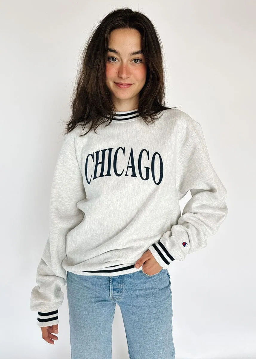 Chicago Champion Striped Rib Crewneck - Midnight Navy