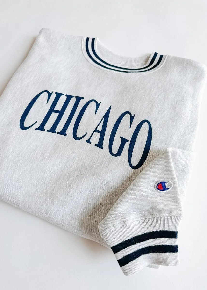 Chicago Champion Striped Rib Crewneck - Midnight Navy