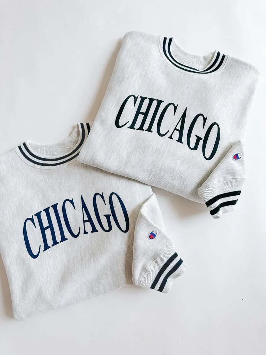 Chicago Champion Striped Rib Crewneck - Midnight Navy