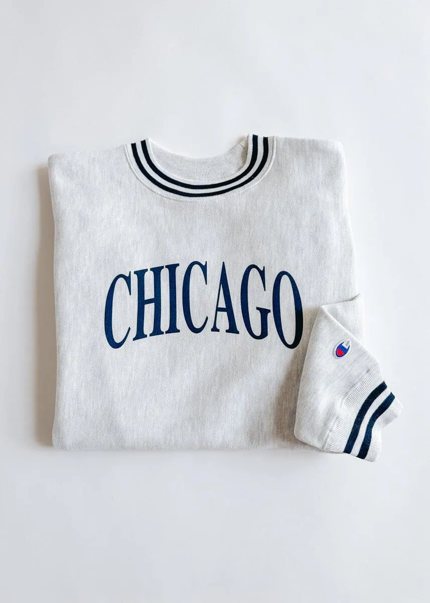 Chicago Champion Striped Rib Crewneck - Midnight Navy