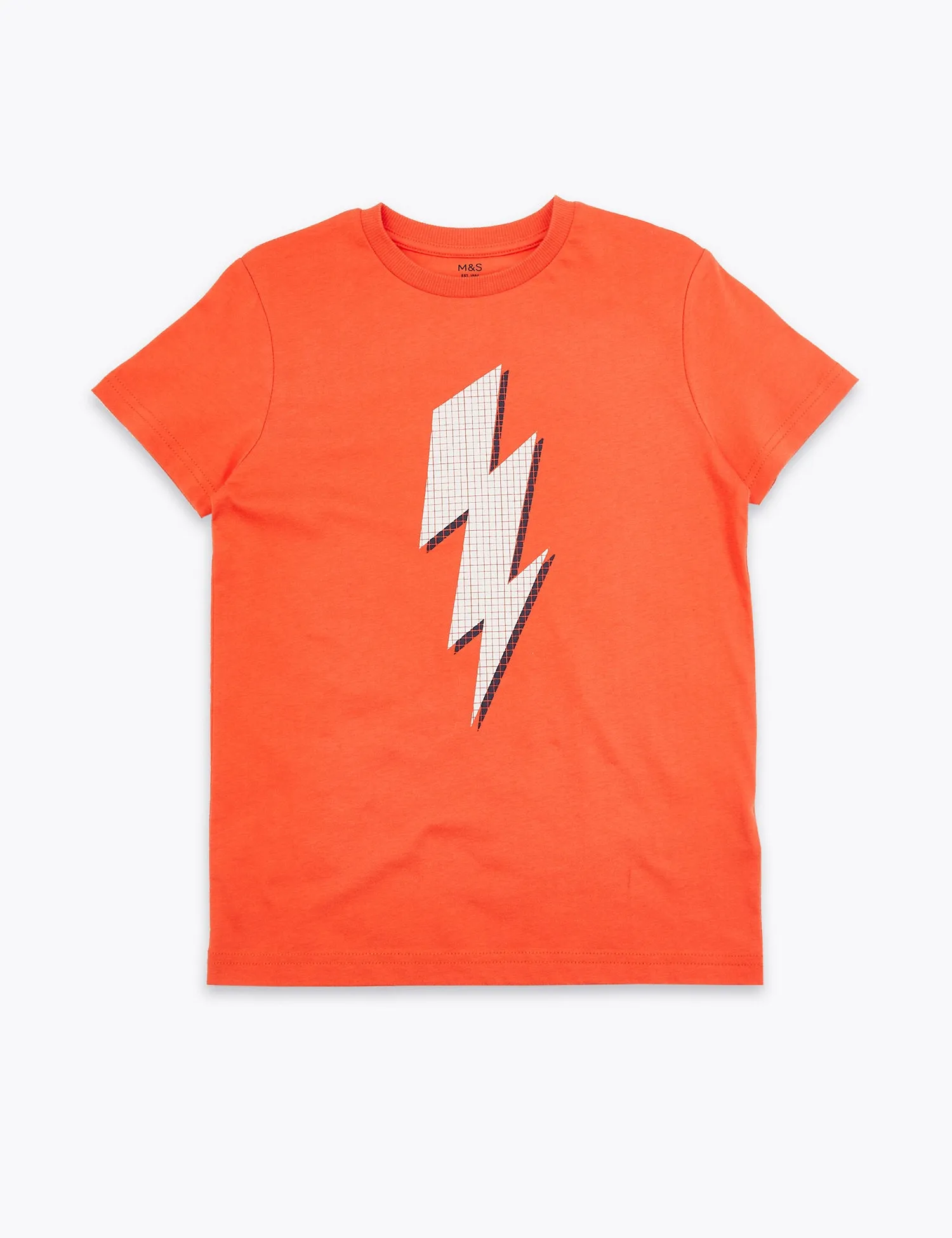 Cotton Lightning Bolt Design T-Shirt