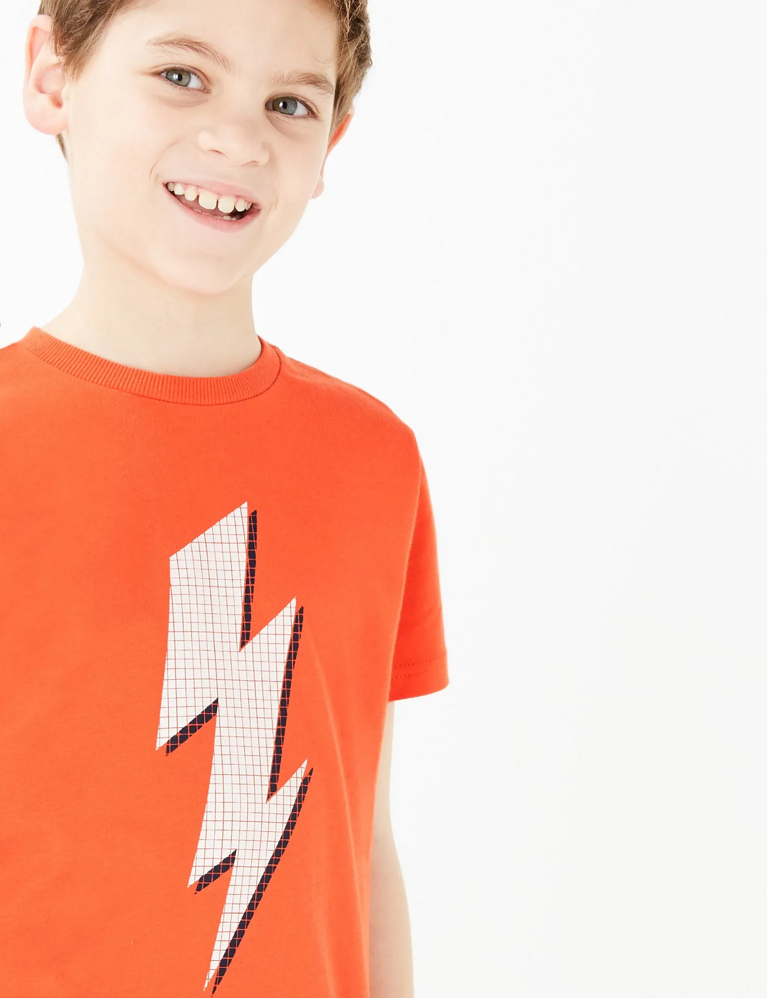 Cotton Lightning Bolt Design T-Shirt