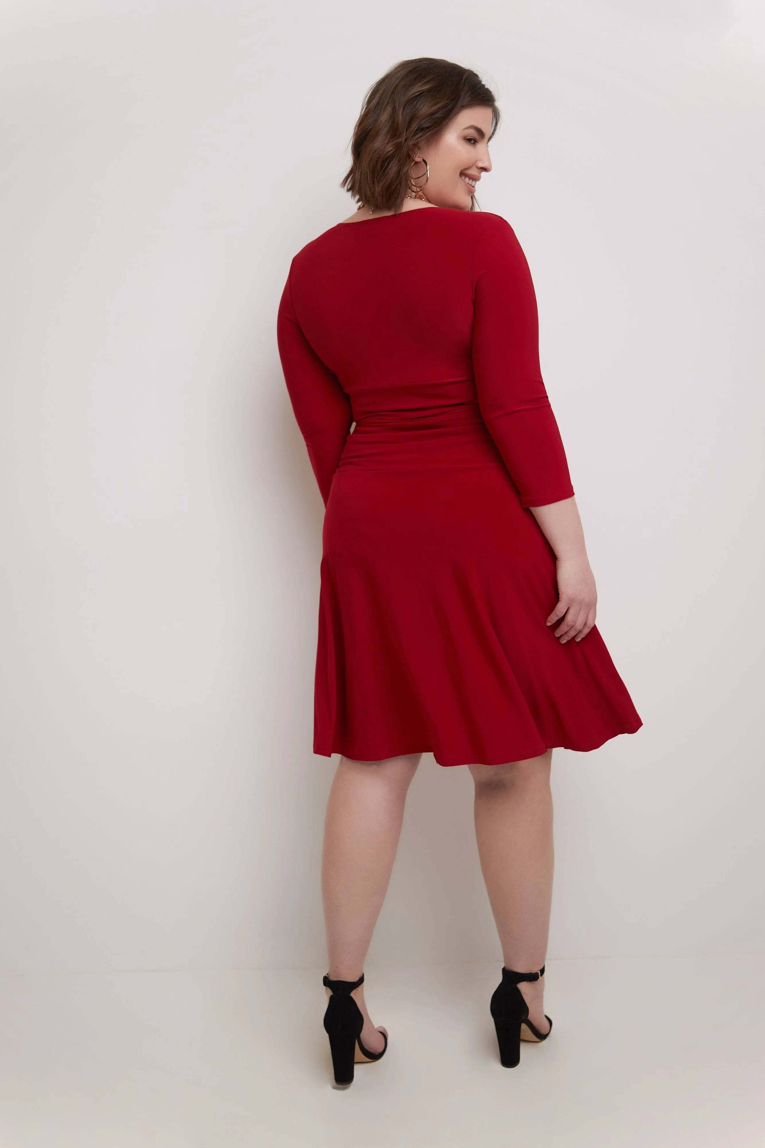 Curvy Form-Fitting Ruched Dress with Tummy Control