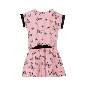 Deux par Deux Pink Butterfly Printed Dress