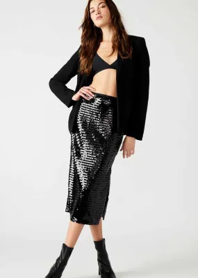 Dinah Sequin Midi Skirt - Black