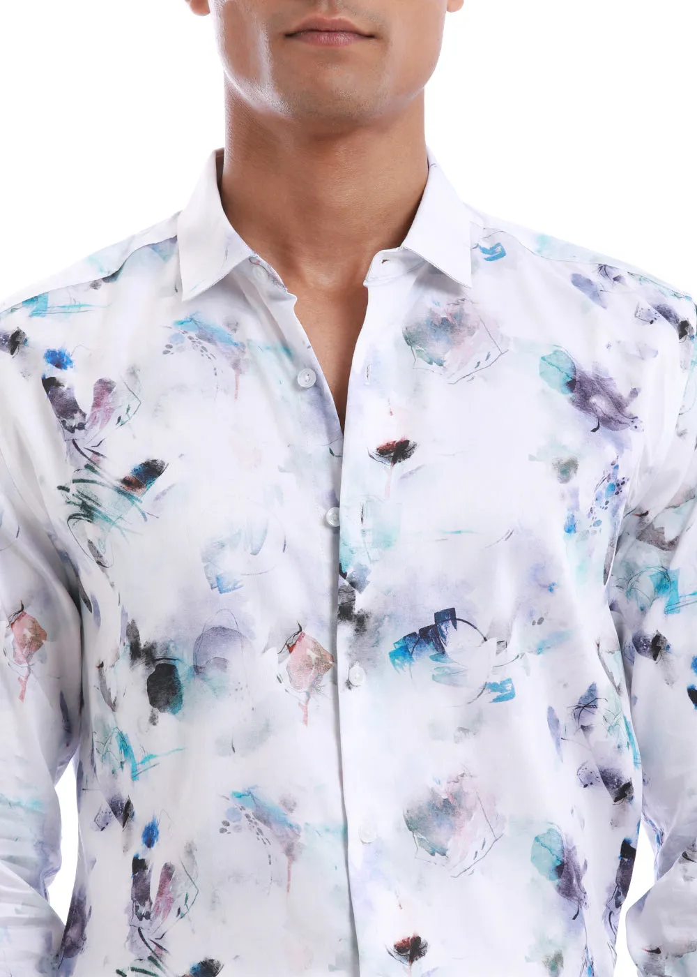 Dusty Blue Flower Printed Shirt