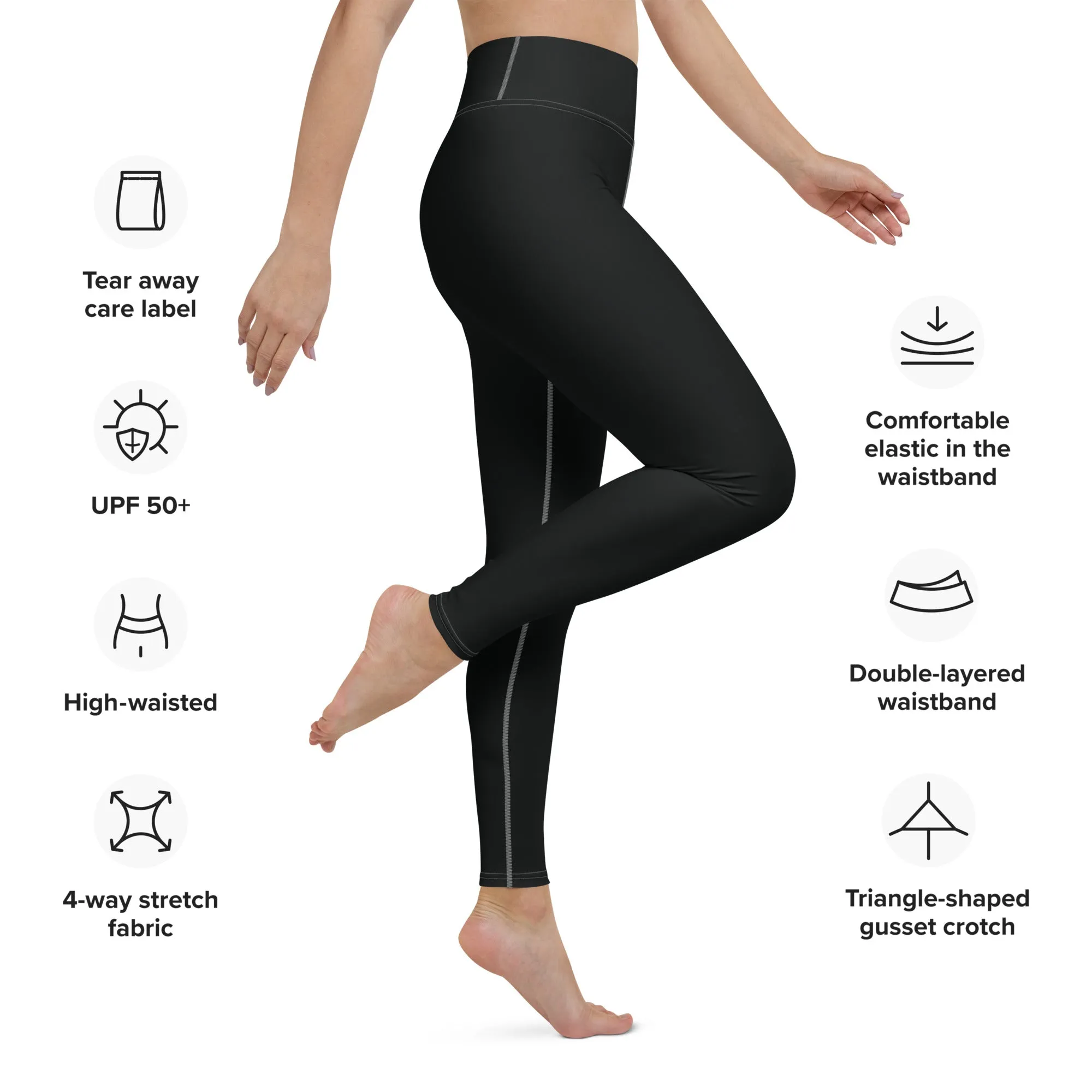 Effortless Active Style: Solid Color Leggings for Her - Noir