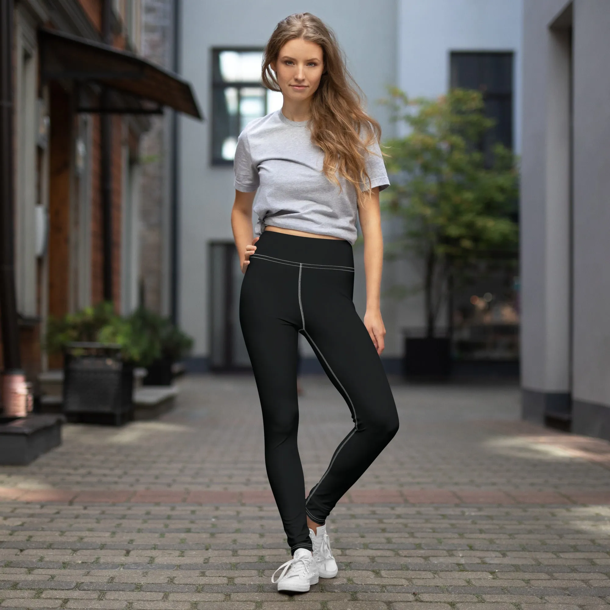 Effortless Active Style: Solid Color Leggings for Her - Noir