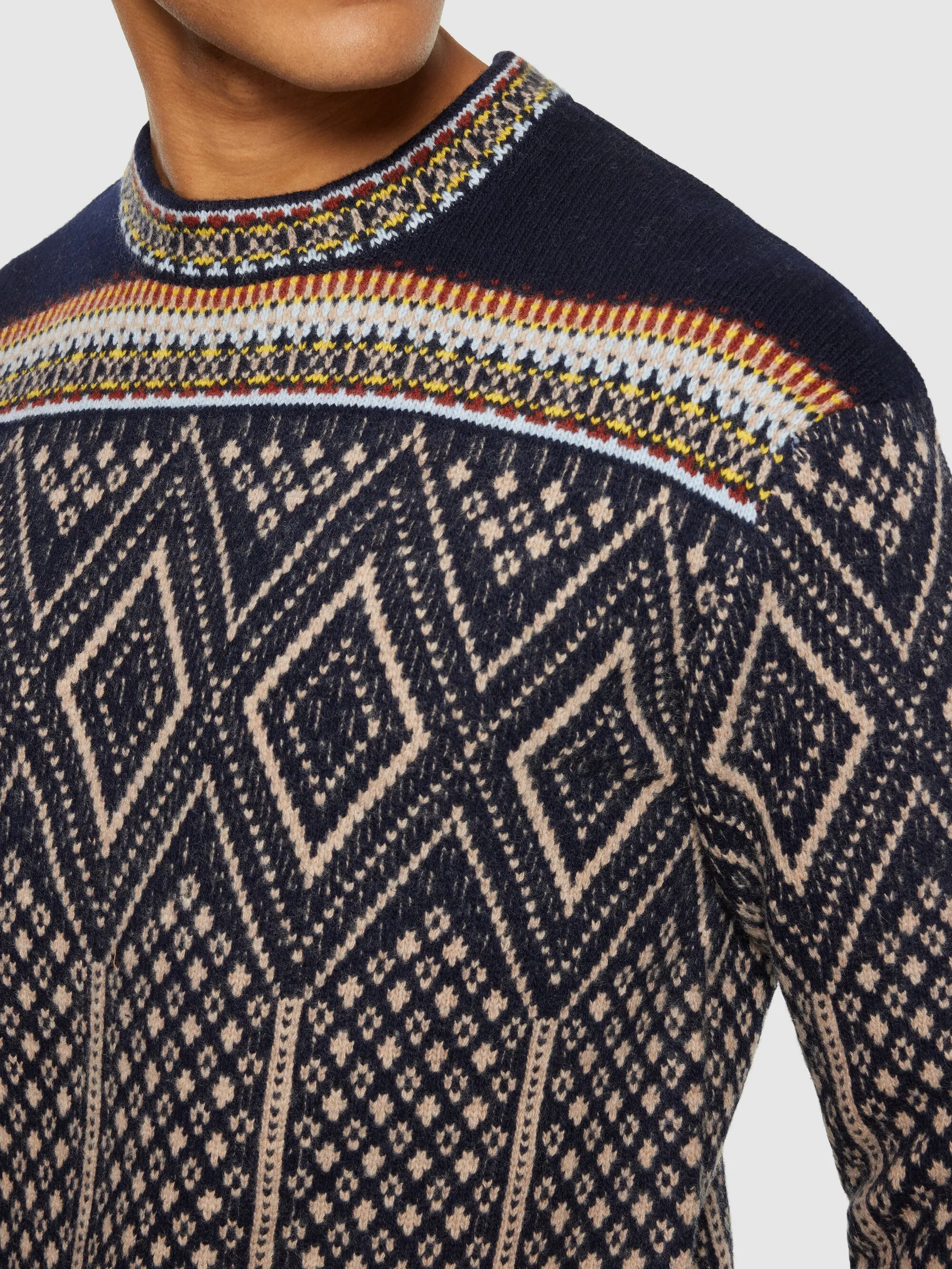 Fair Isle crew neck lambswool knit - RWS - Blue