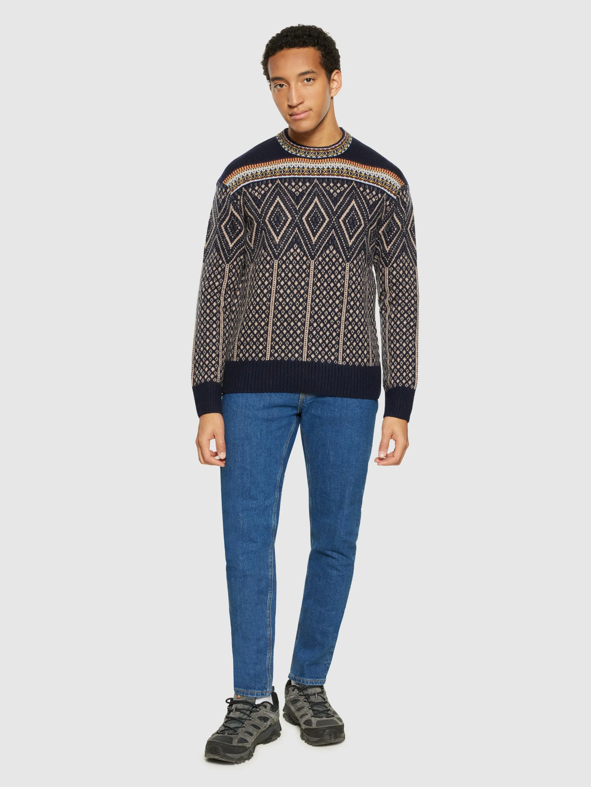 Fair Isle crew neck lambswool knit - RWS - Blue