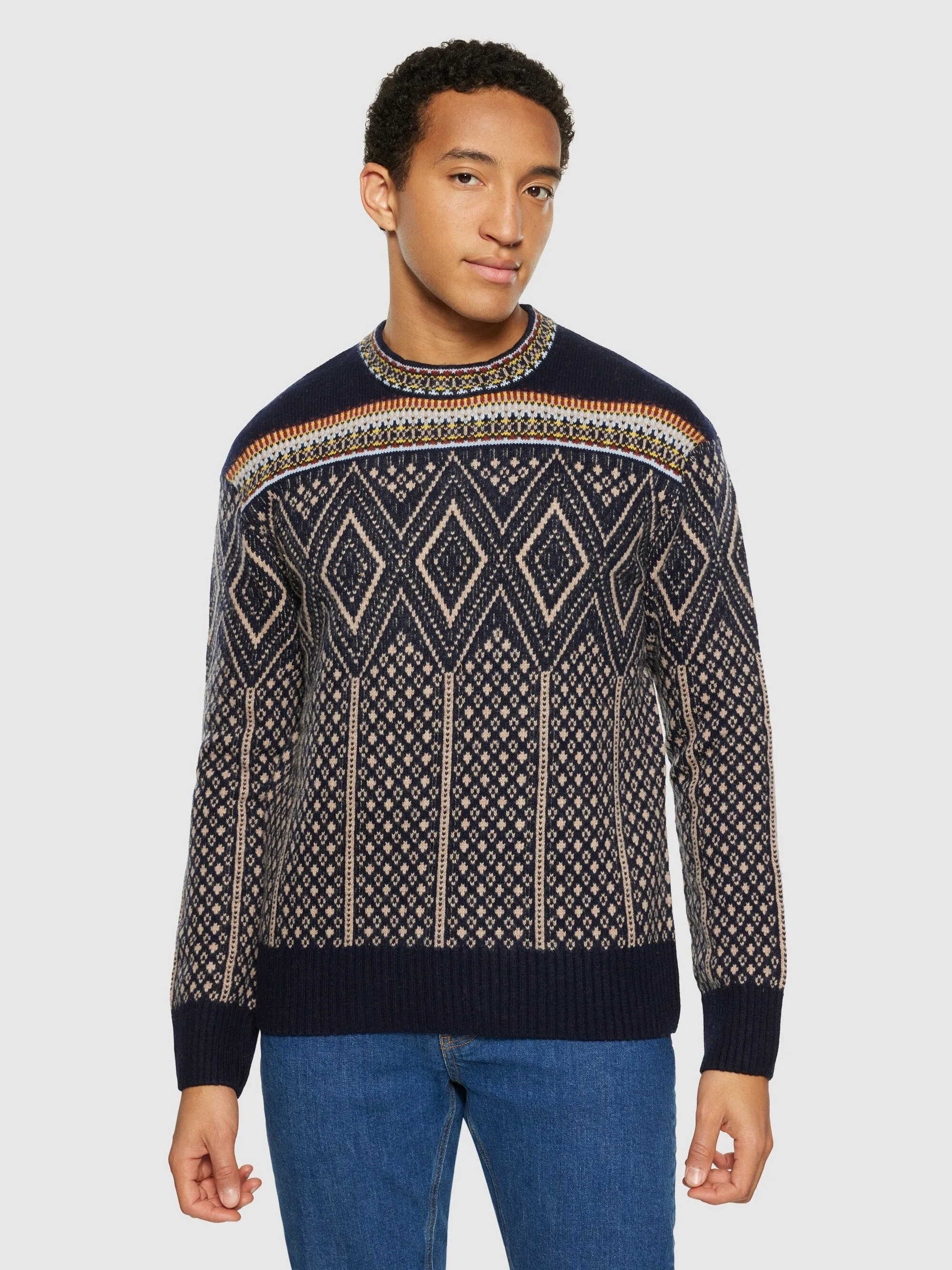 Fair Isle crew neck lambswool knit - RWS - Blue