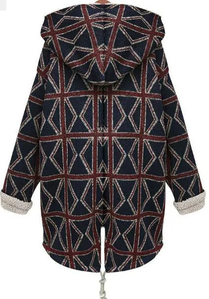 Geometric Patterns Hooded Coat