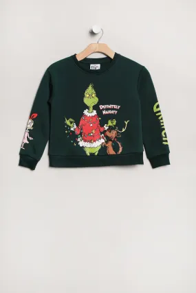 Girls The Grinch Graphic Sweatshirt Featuring Max and Cindy Lou Who, Crew Neck