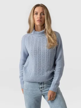 Glen Cable Knit Jumper - Pale Blue