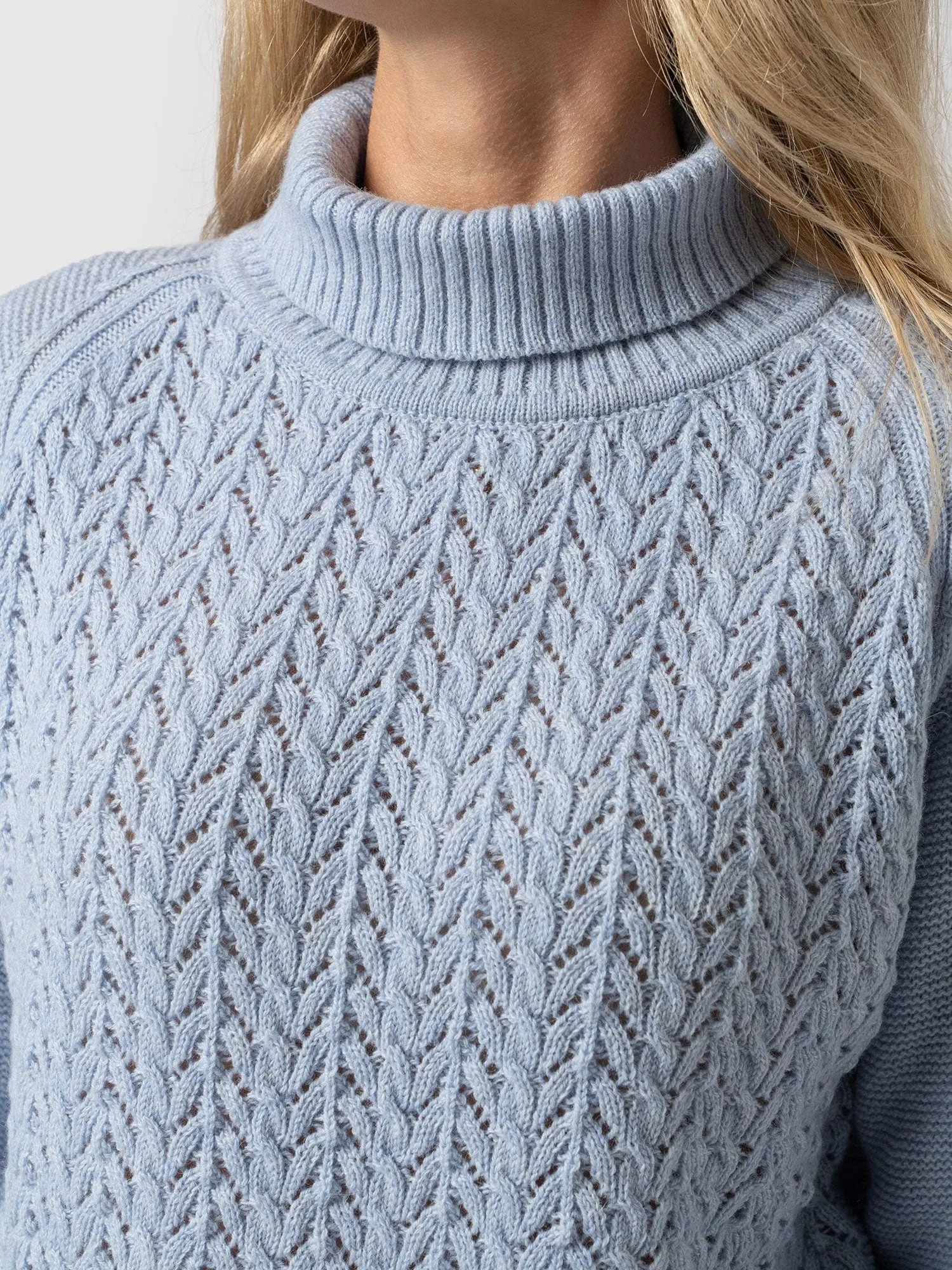 Glen Cable Knit Jumper - Pale Blue