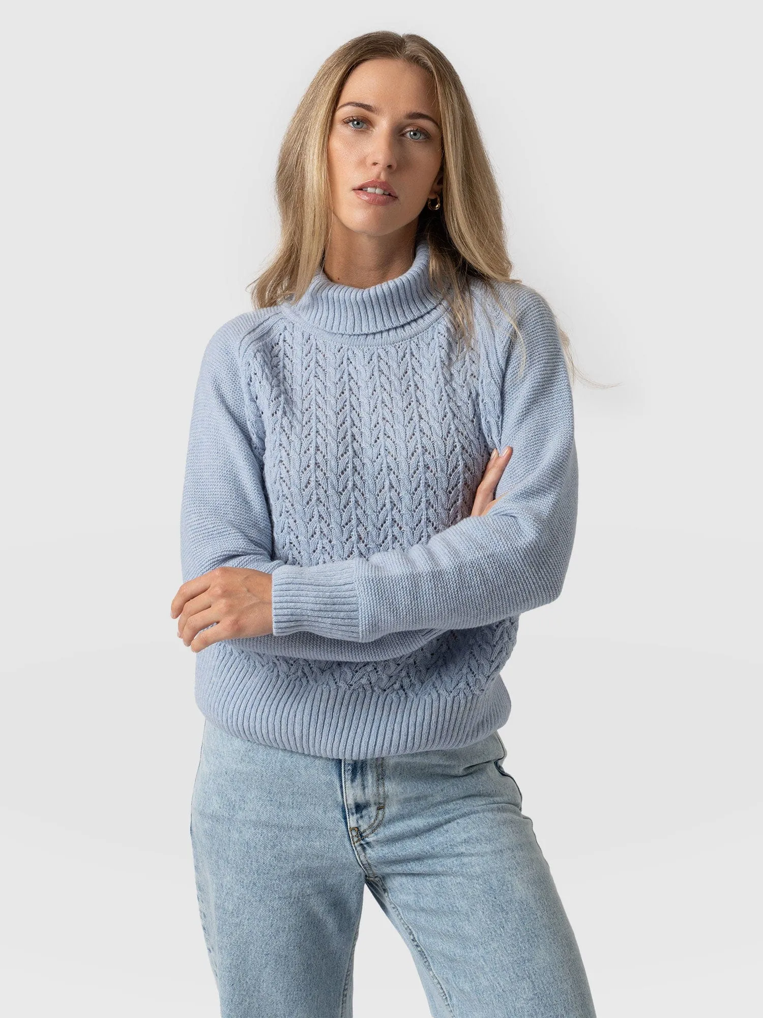 Glen Cable Knit Jumper - Pale Blue