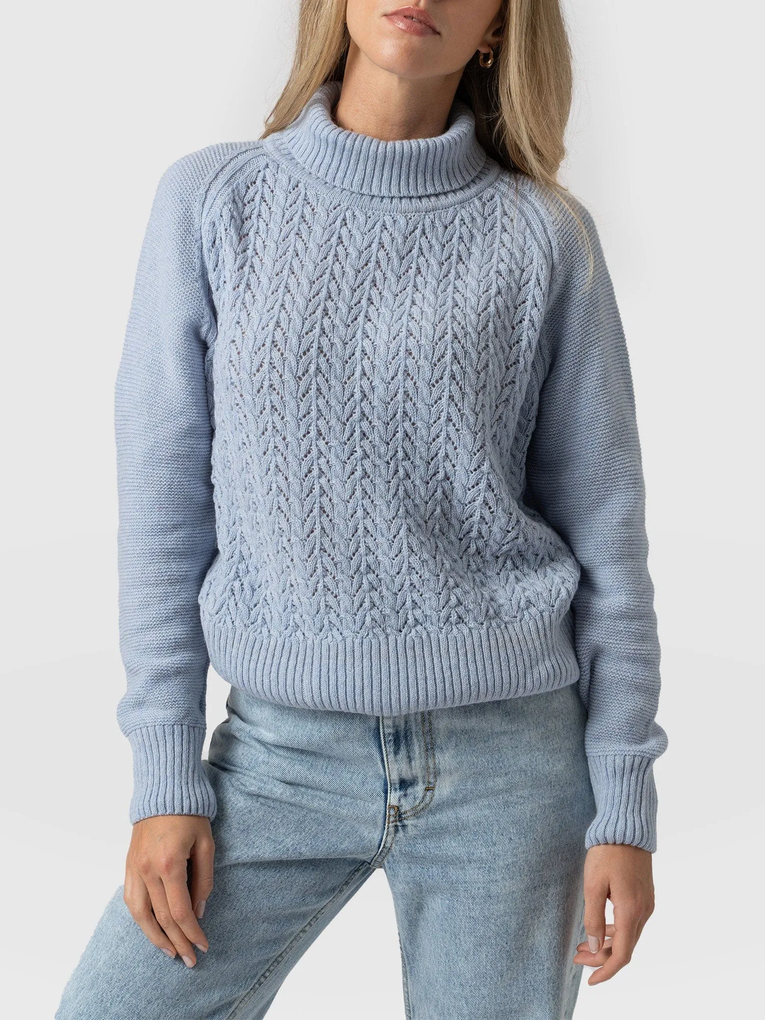 Glen Cable Knit Jumper - Pale Blue