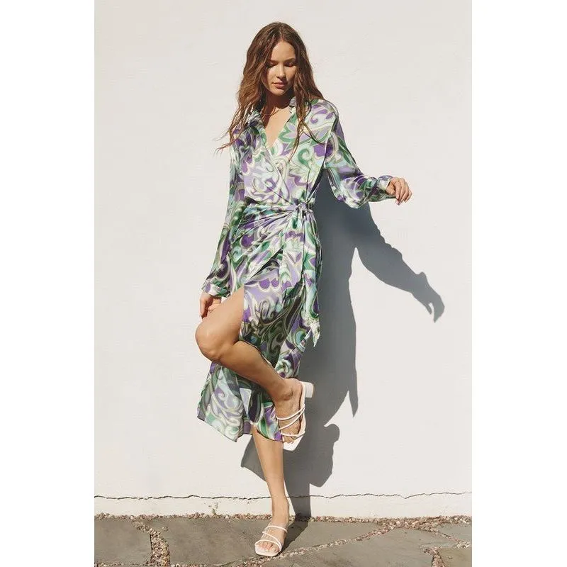 Groovy Girl Midi Shirt Wrap Dress