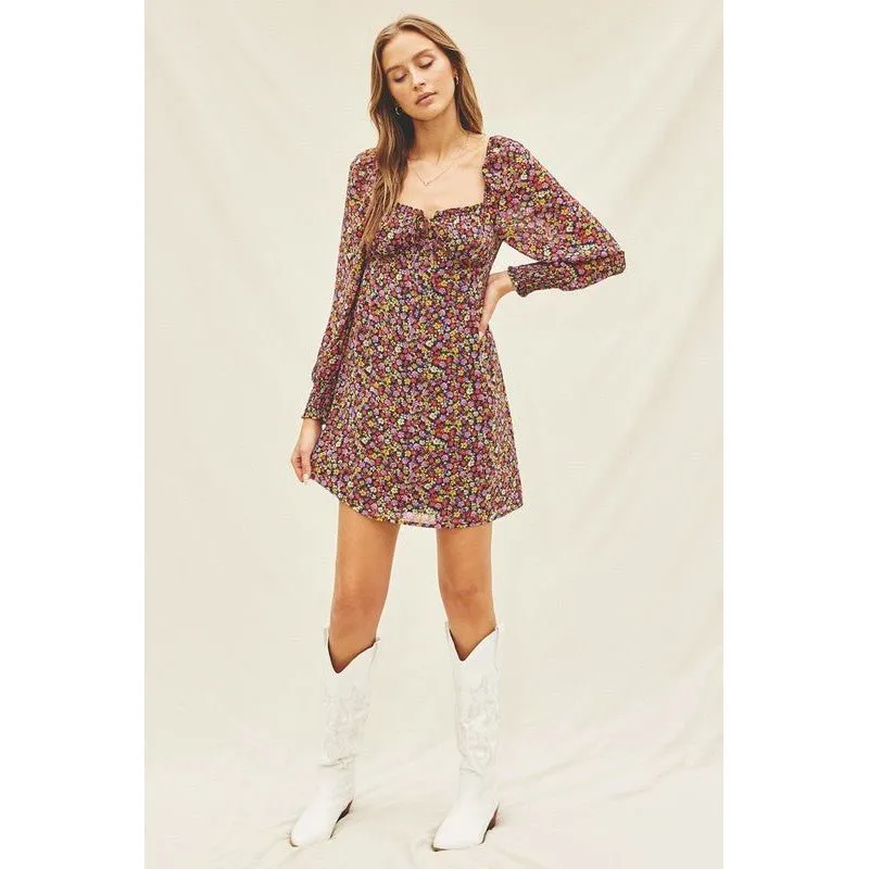 Indigo Multi Ditzy Floral Mini Dress