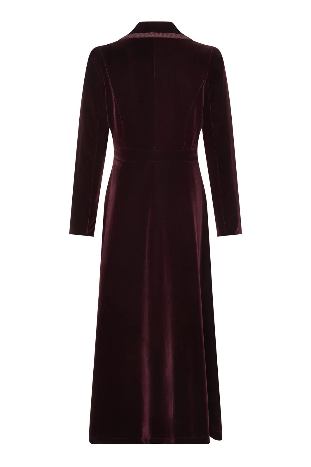 Isla - Velvet Dress Coat - Deep Plum