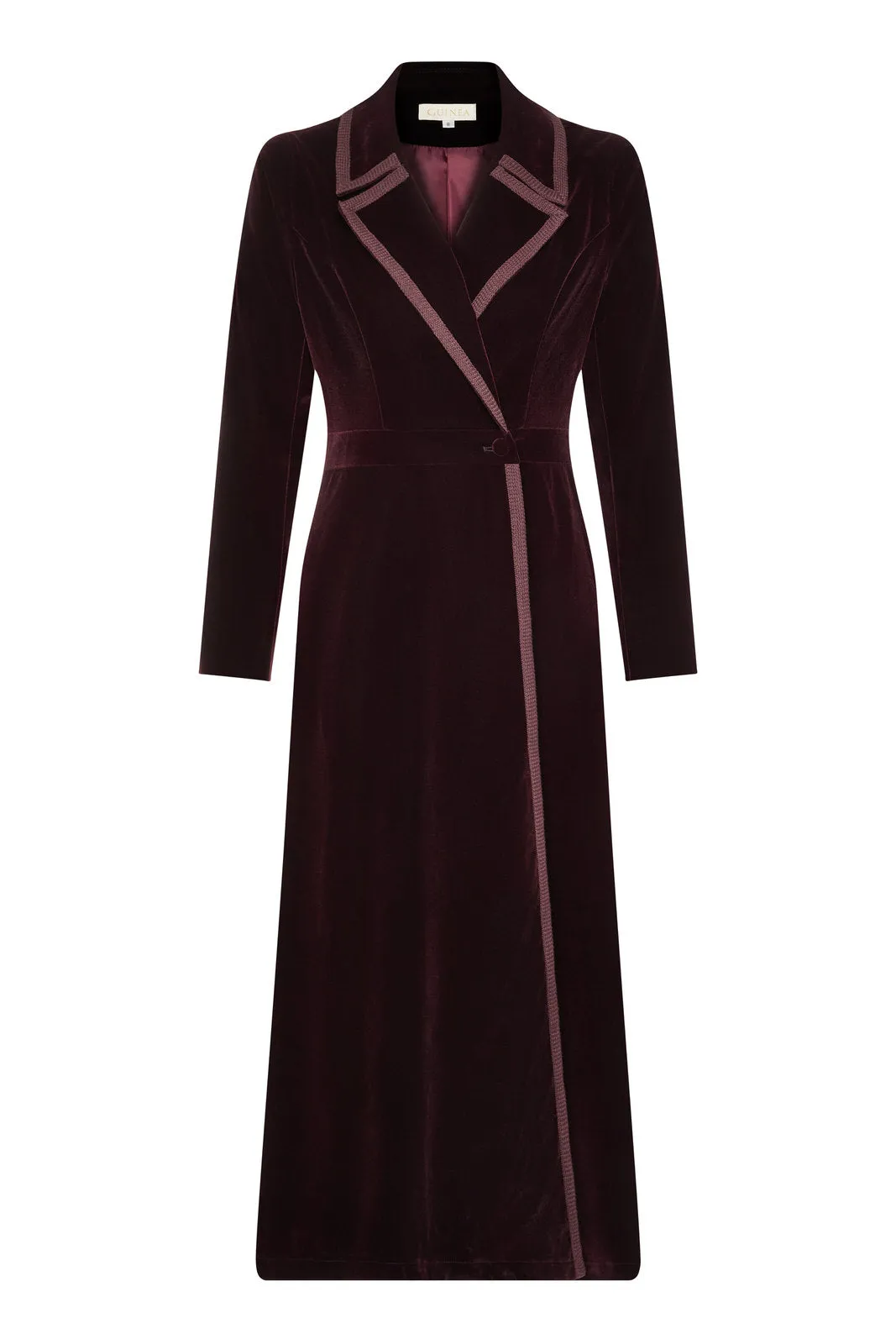 Isla - Velvet Dress Coat - Deep Plum