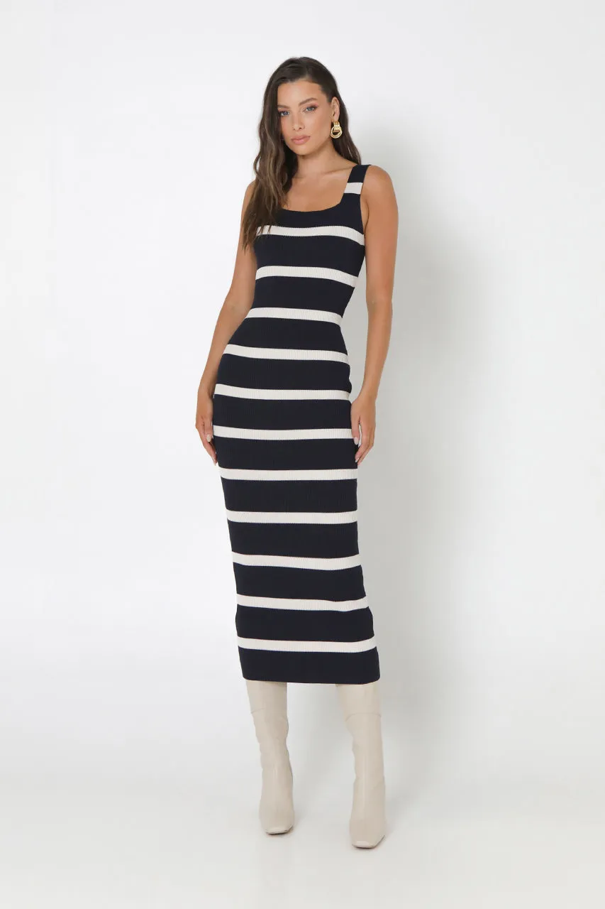 Kara Knit Dress | Navy/Bone