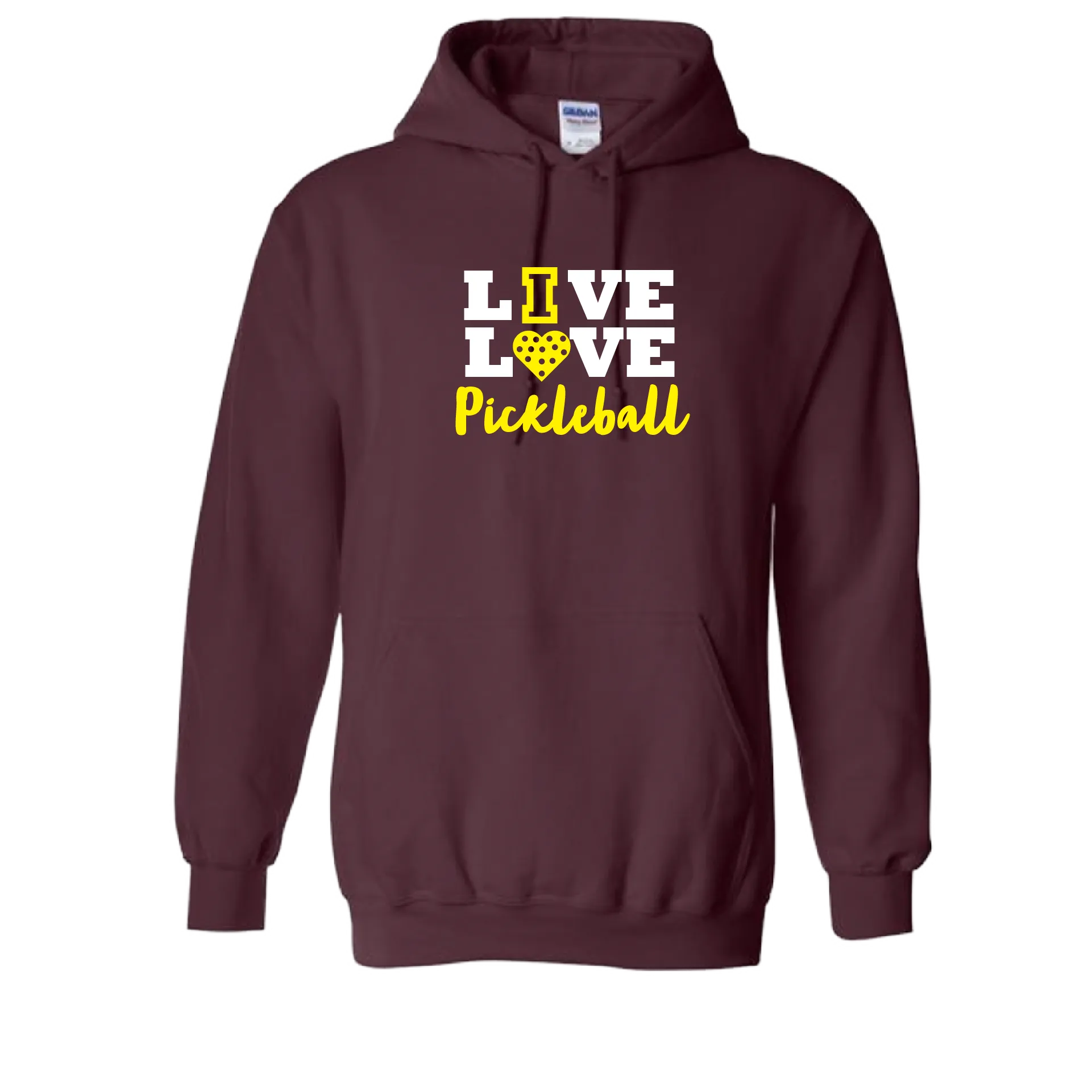 Live Love Pickleball | Unisex Hoodie Pickleball Sweatshirt | 50% Cotton 50% Polyester