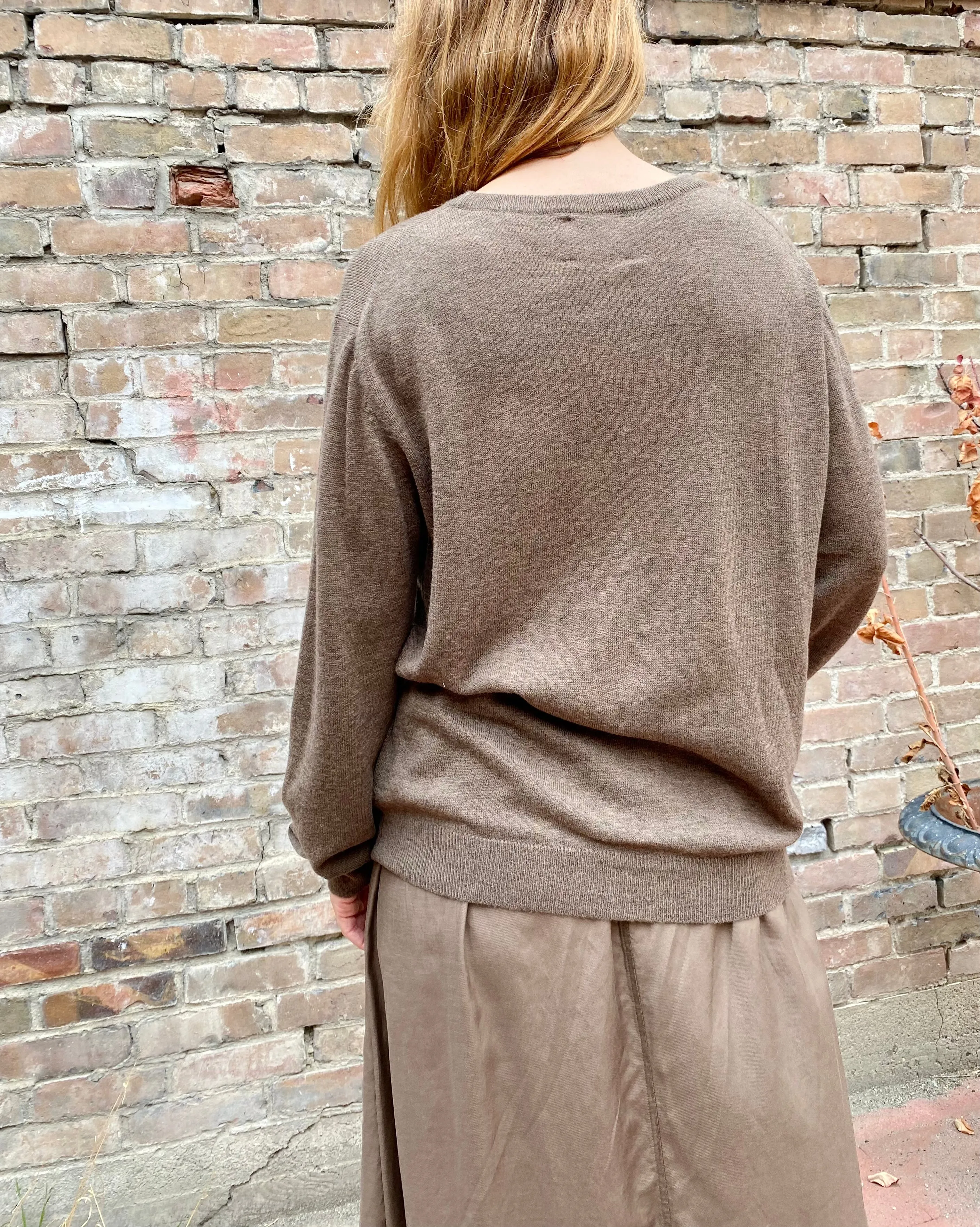 Merino Unisex Crew Sweater in Nutmeg Brown